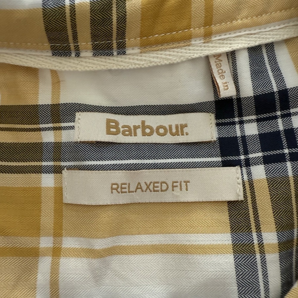 Barbour Women's Newton Button‎ Down Sz 10 White Yellow Nova Check Relaxed Fit - Picture 4 of 8